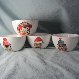 FOUR ciroa celebrate woodland animals round bowls (w1815)
